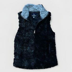 Simply Southern Soft Faux Fur Vest Women's Small Black White Sleeveless